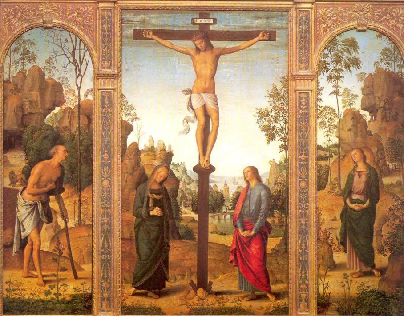 PERUGINO, Pietro The Crucifixion with the Virgin and Saints France oil painting art